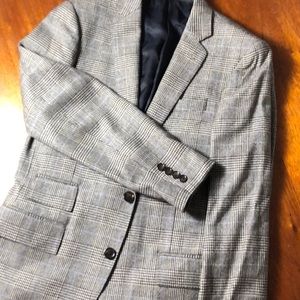 Black and gray plaid with blue windowpane